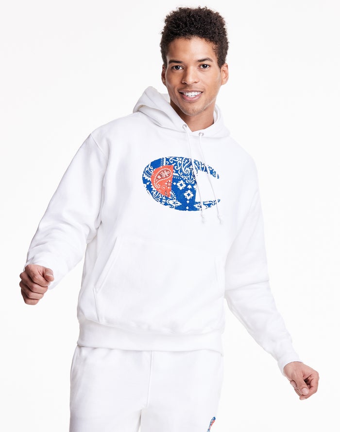 Champion Hoodie Heren - Wit - Reverse Weave Bandana C Logo ( 394576-YRF )